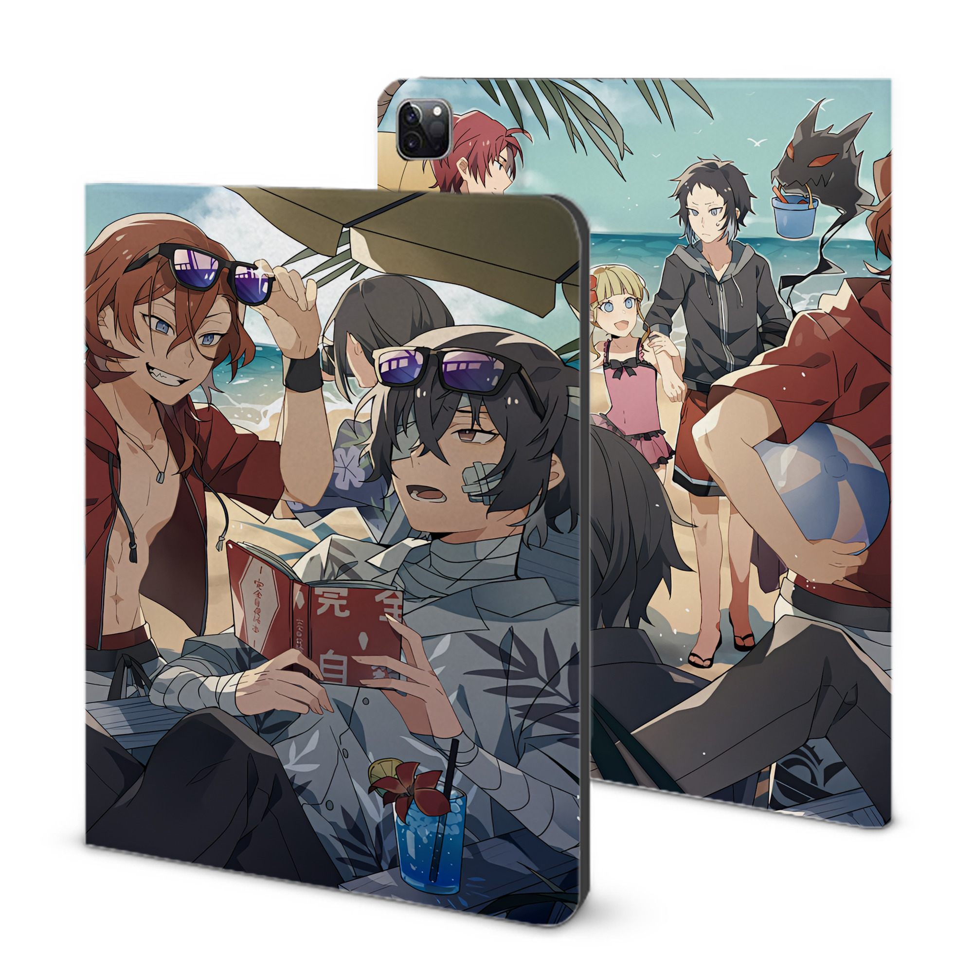 （画像用） 文豪ストレイドッグス Bungo Stray Dogs IPad ケース ブック型 PUレザー TPU 耐衝撃 軽量 薄型 ペン収納なし 全面保護 IPad 各モデル対応
